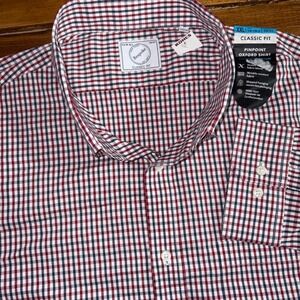 Bespoke Pinpoint Oxford Shirt Mens XXL Red Navy White Gingham Classic Fit NEW